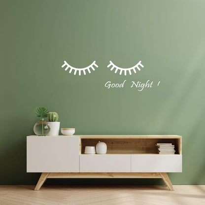 Vinyl Wall Decals Cartoon Eyes Goodnight Quote Words Nursery Wall Beautification