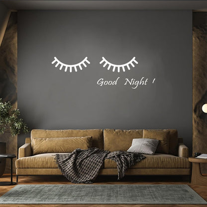 Vinyl Wall Decals Cartoon Eyes Goodnight Quote Words Nursery Wall Beautification