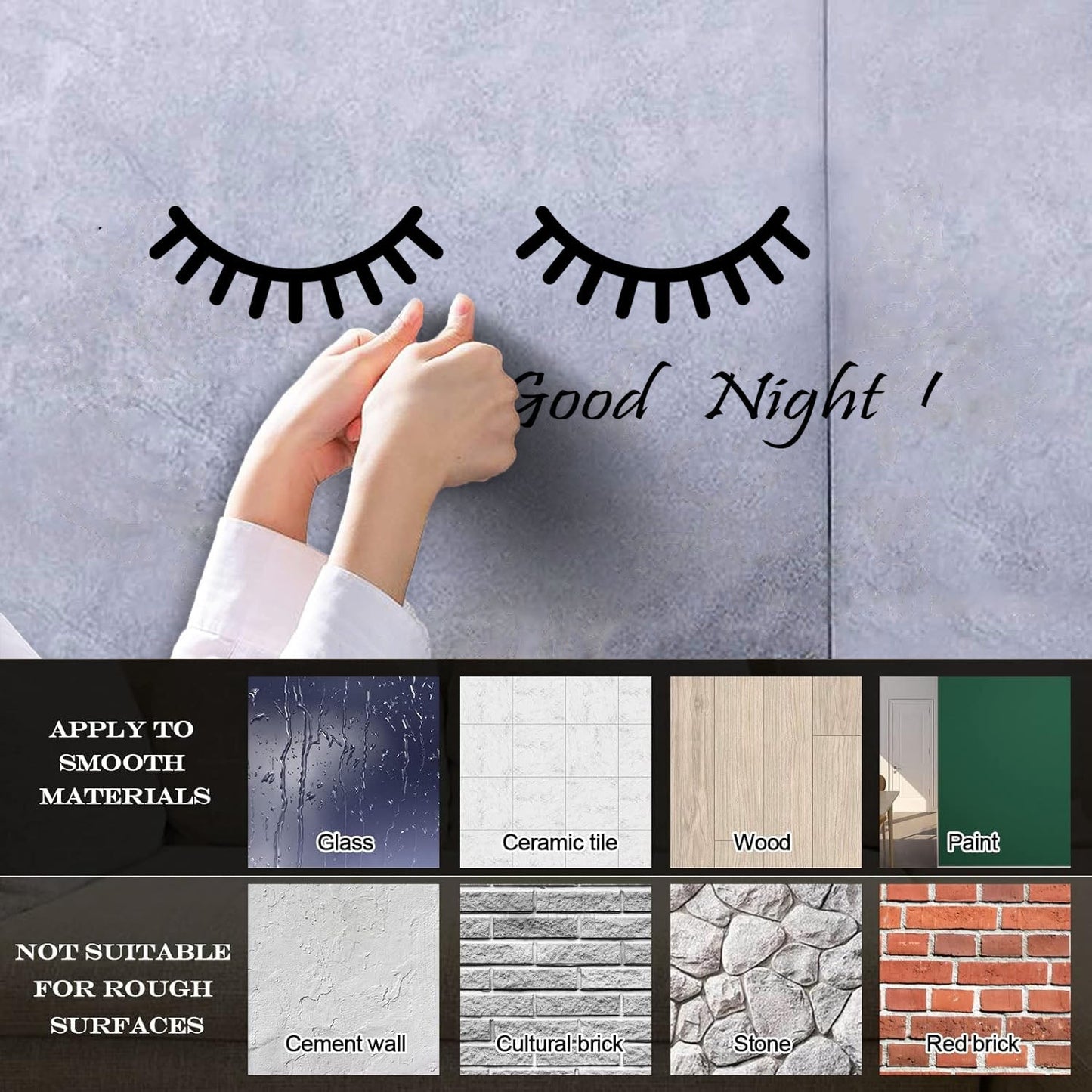 Vinyl Wall Decals Cartoon Eyes Goodnight Quote Words Nursery Wall Beautification