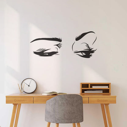 Engraving Decals Cartoon Girl Look Woman Eyelash Eyes Makeup Fashion Car Body Decoration