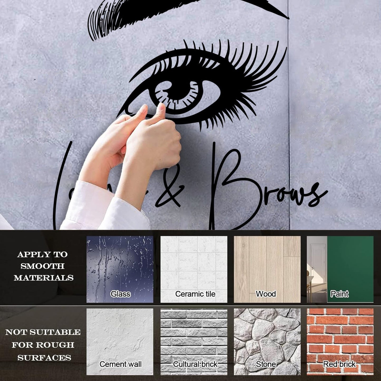 Wall Stickers Paster Paper Expressive Look Women Eyes Eyebrows Lashes Glass Stickers