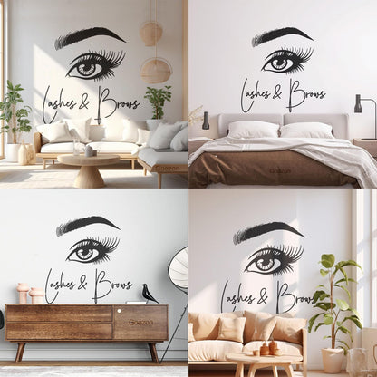 Wall Stickers Paster Paper Expressive Look Women Eyes Eyebrows Lashes Glass Stickers