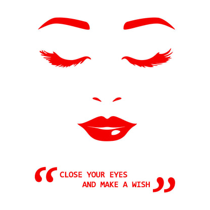 Wall Vinyl Sticker Decor Eyelashes Eyes Lips Female Appeal Face Quote Store Decoration