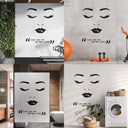 Wall Vinyl Sticker Decor Eyelashes Eyes Lips Female Appeal Face Quote Store Decoration