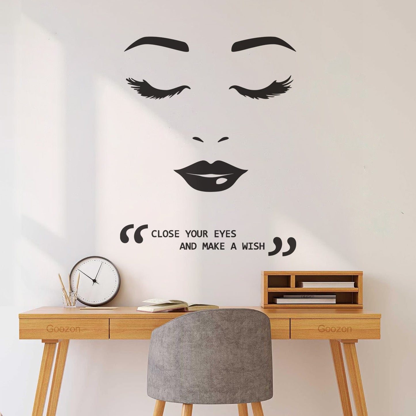 Wall Vinyl Sticker Decor Eyelashes Eyes Lips Female Appeal Face Quote Store Decoration