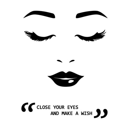 Wall Vinyl Sticker Decor Eyelashes Eyes Lips Female Appeal Face Quote Store Decoration