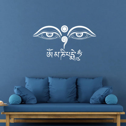 Wall Stickers Eyes Of Buddha Mantra Om Buddhist Buddhism Yoga Removable Without Leaving Glue