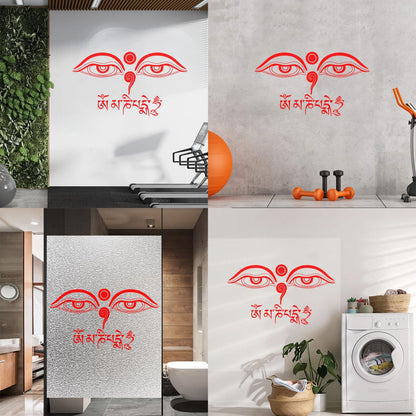 Wall Stickers Eyes Of Buddha Mantra Om Buddhist Buddhism Yoga Removable Without Leaving Glue