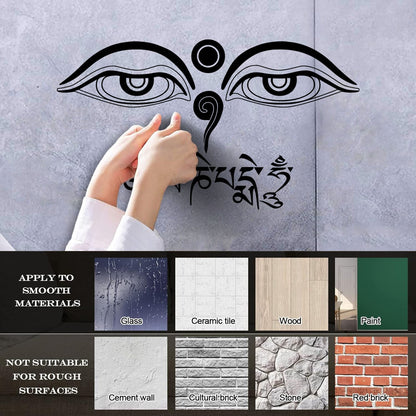 Wall Stickers Eyes Of Buddha Mantra Om Buddhist Buddhism Yoga Removable Without Leaving Glue