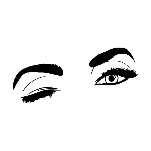 Fine Carving Decals Fashion Eyes Big Eye Lashes Brows Wink Self Adhesive