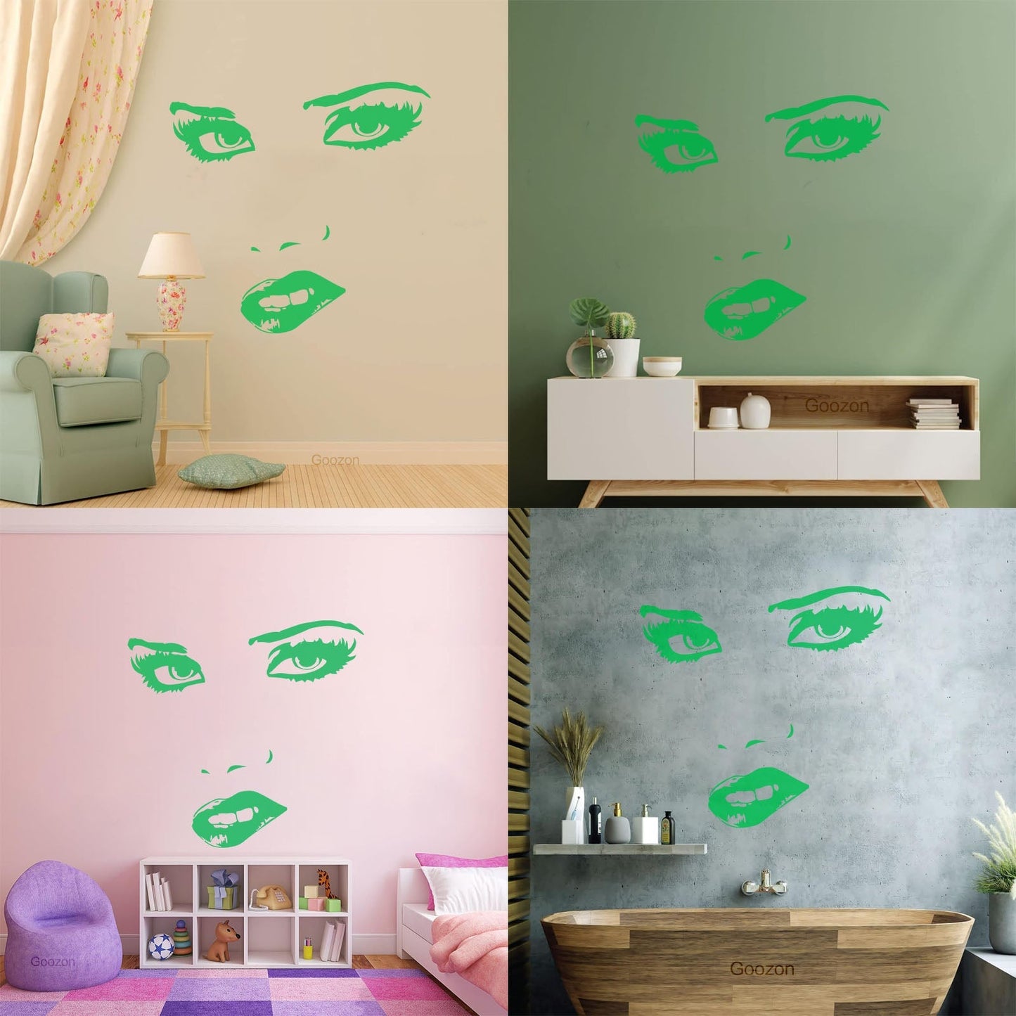 Engraving Stickers Female Appeal Woman Face Eyes Lips Multi Color Selection