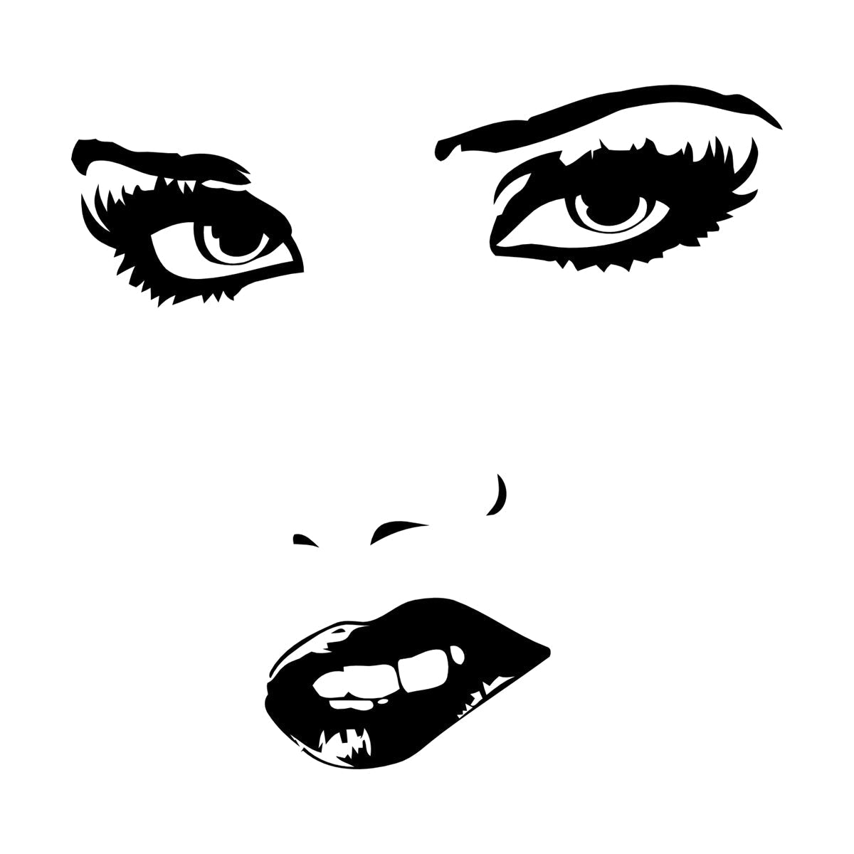 Engraving Stickers Female Appeal Woman Face Eyes Lips Multi Color Selection