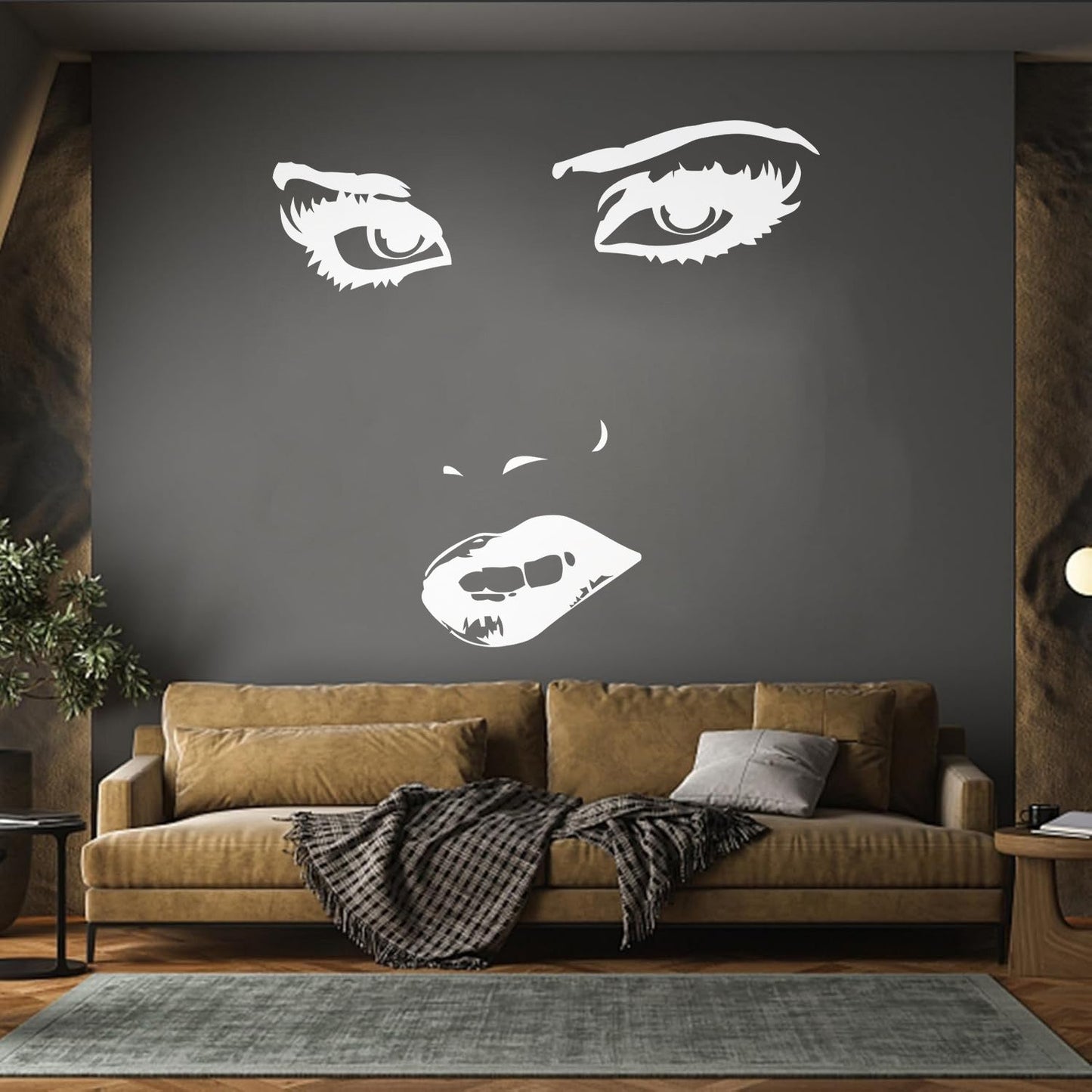 Engraving Stickers Female Appeal Woman Face Eyes Lips Multi Color Selection