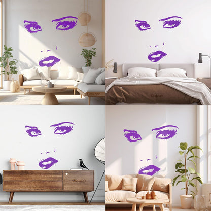 Engraving Stickers Female Appeal Woman Face Eyes Lips Multi Color Selection
