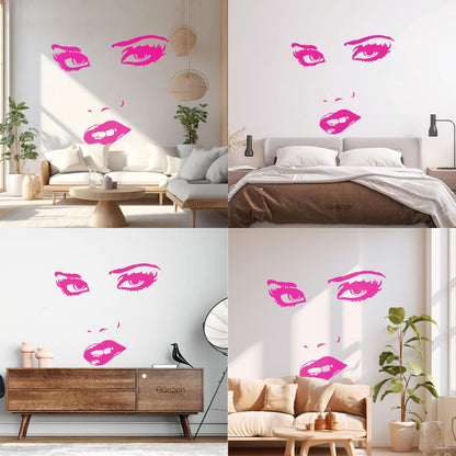 Engraving Stickers Female Appeal Woman Face Eyes Lips Multi Color Selection