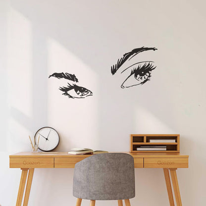 Girl'S Face Beautiful Eyes Long Eyelashes Spa Salon Wall Decals Pvc Easy Installation
