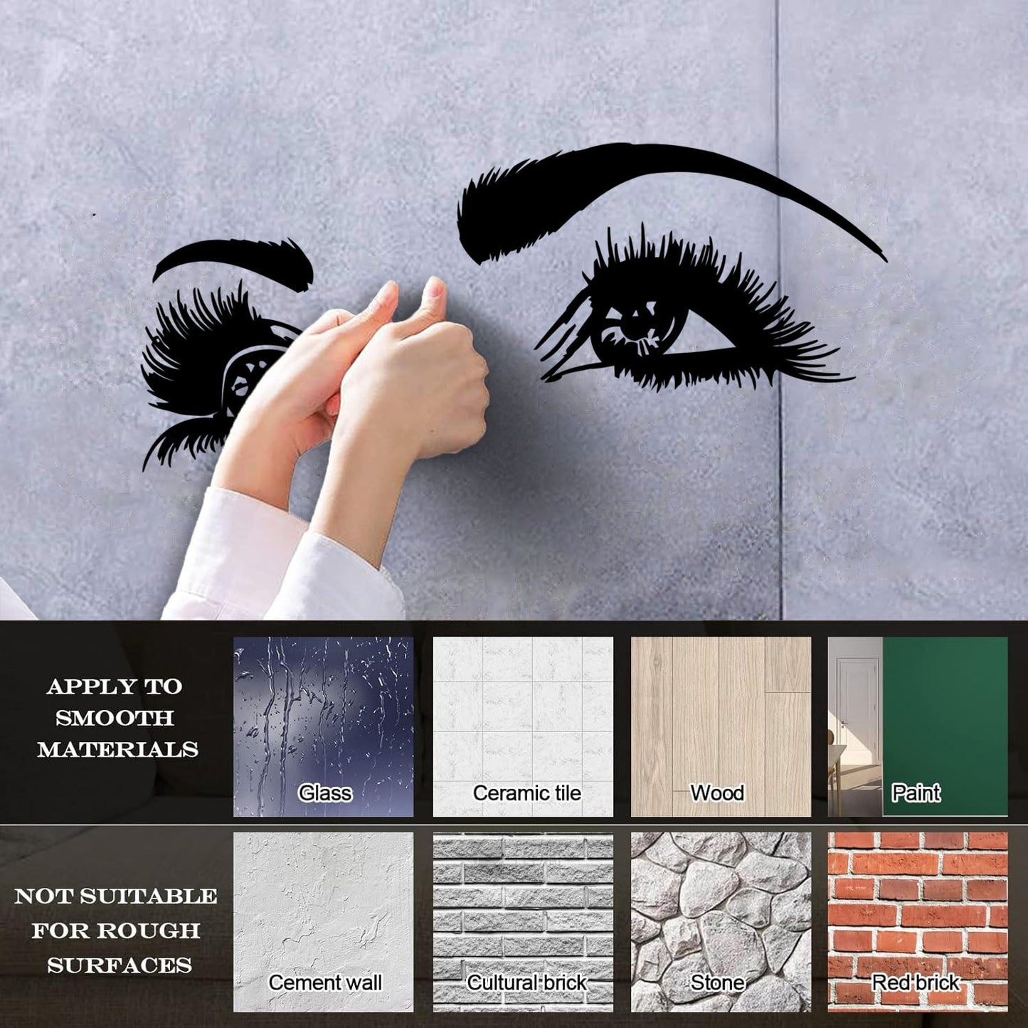 Lettering Stickers Girl'S Face Big Eyelashes Beautiful Eyes Beauty Salon Art Mural Painting