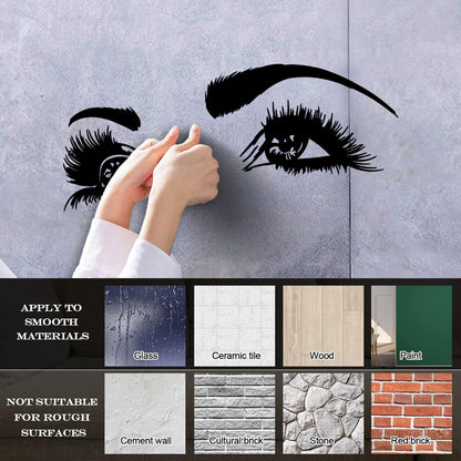 Lettering Stickers Girl'S Face Big Eyelashes Beautiful Eyes Beauty Salon Art Mural Painting