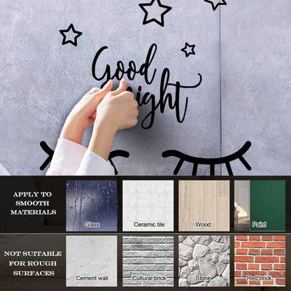 Wall Decals Paster Paper Closed Eyes Good Night Stars Sleep Quote Multiple Size Options