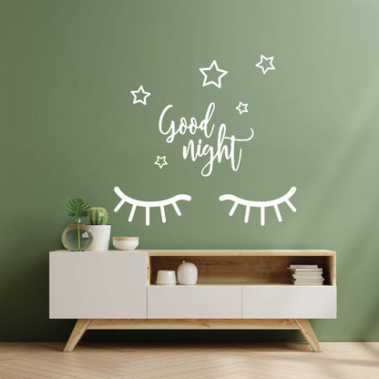 Wall Decals Paster Paper Closed Eyes Good Night Stars Sleep Quote Multiple Size Options