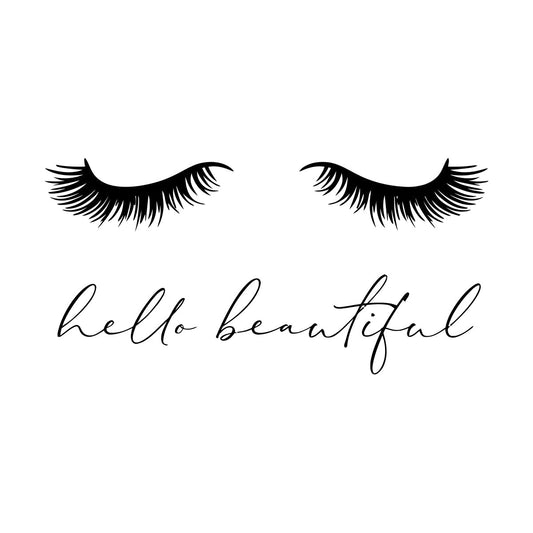 Hello Beautiful Closed Girl Eyes Eyelash Extensions Wall Decals It Won'T Fall Off