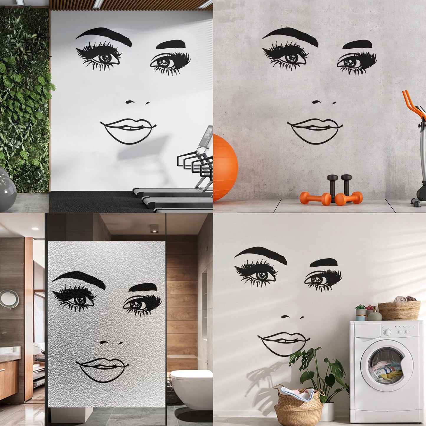 Wall Stickers Woman Face Eyelashes Eyes Lips Beauty Studio Wall Beautification