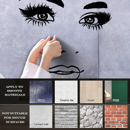 Wall Stickers Woman Face Eyelashes Eyes Lips Beauty Studio Wall Beautification