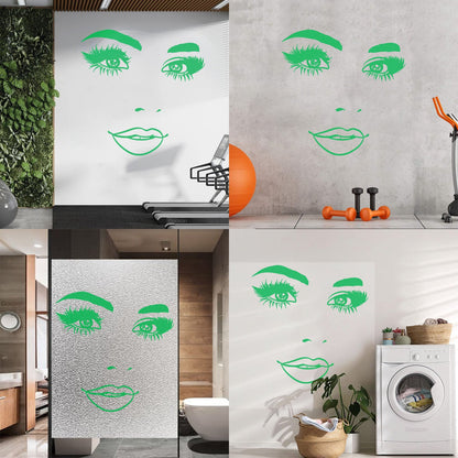 Wall Stickers Woman Face Eyelashes Eyes Lips Beauty Studio Wall Beautification