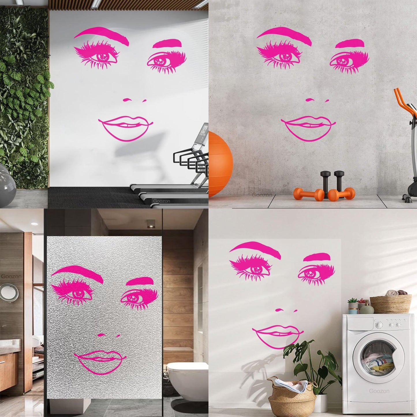 Wall Stickers Woman Face Eyelashes Eyes Lips Beauty Studio Wall Beautification