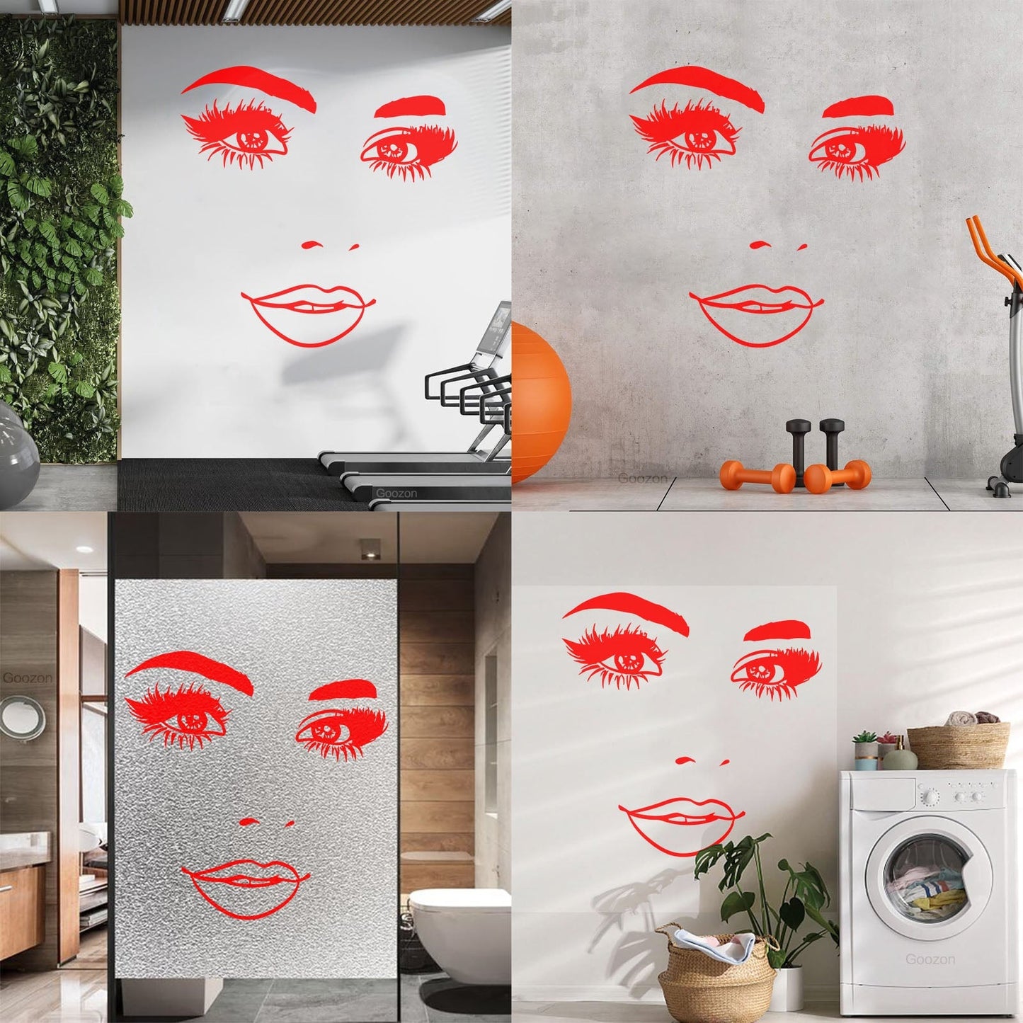 Wall Stickers Woman Face Eyelashes Eyes Lips Beauty Studio Wall Beautification