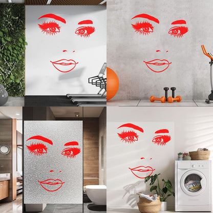 Wall Stickers Woman Face Eyelashes Eyes Lips Beauty Studio Wall Beautification
