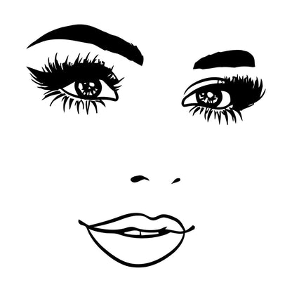 Wall Stickers Woman Face Eyelashes Eyes Lips Beauty Studio Wall Beautification