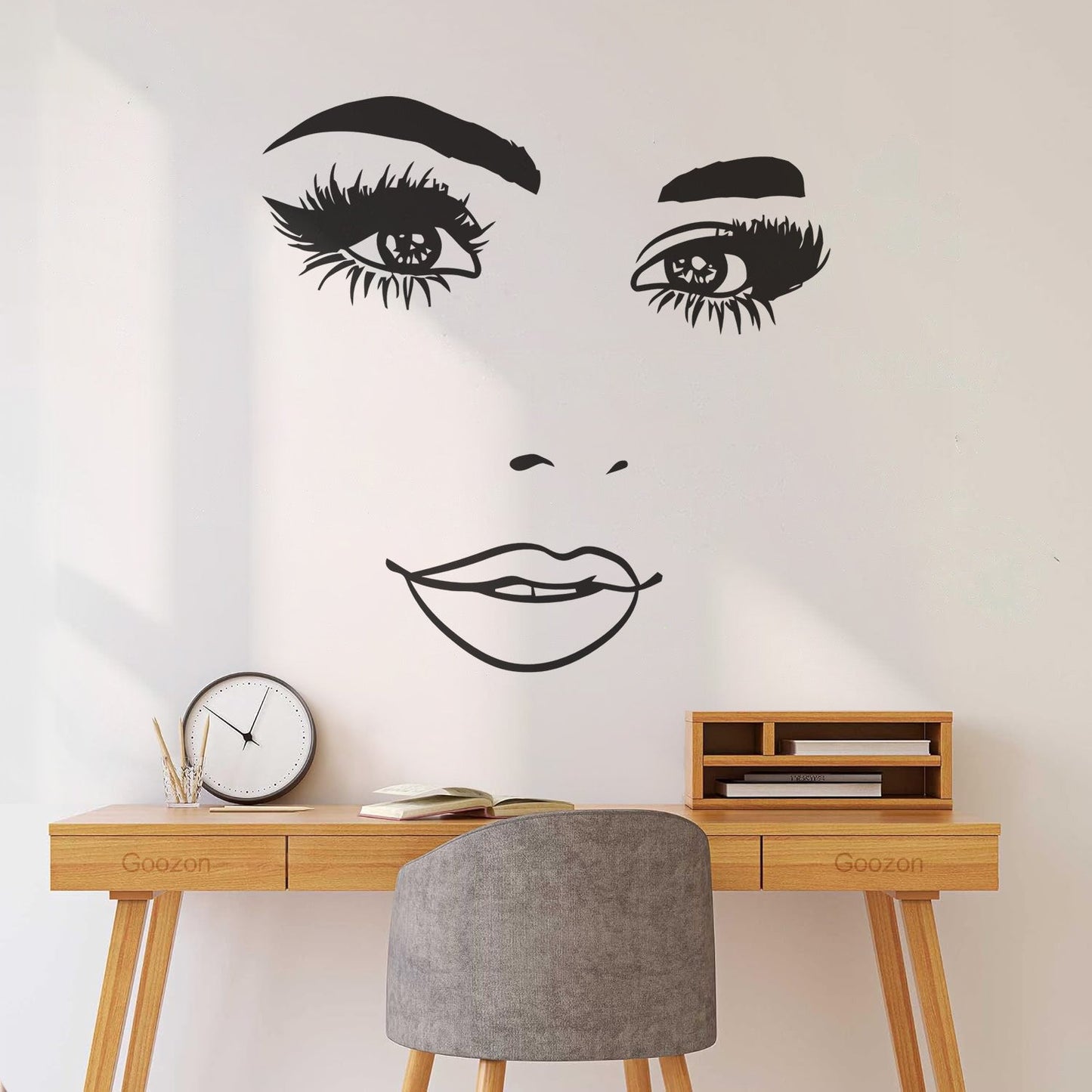 Wall Stickers Woman Face Eyelashes Eyes Lips Beauty Studio Wall Beautification