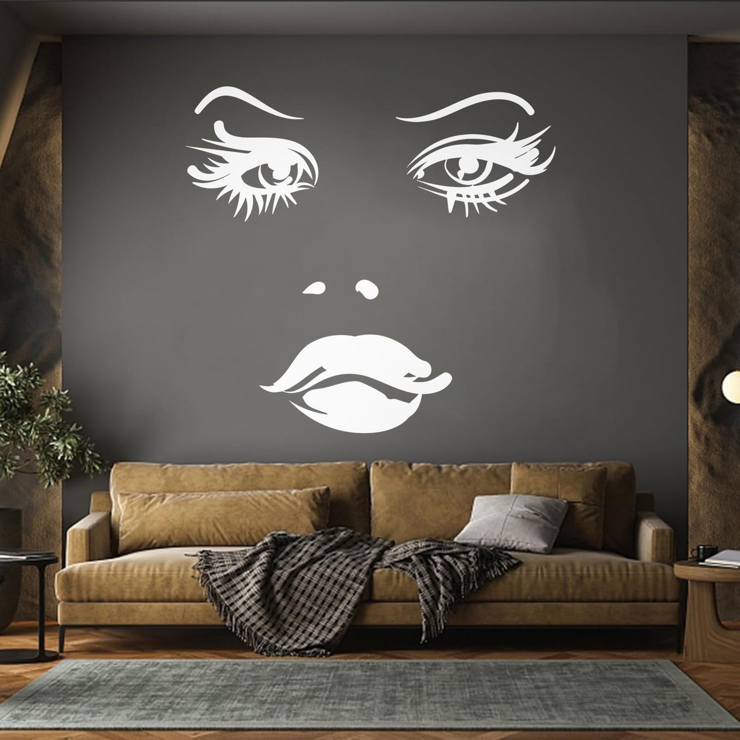 Woman Face Eyes Lips Girl Fine Carving Decals Car Body Decoration