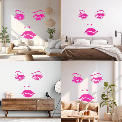 Woman Face Eyes Lips Girl Fine Carving Decals Car Body Decoration
