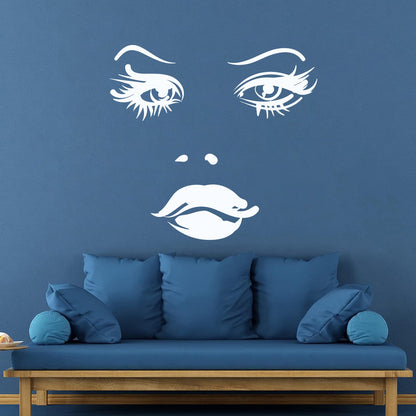 Woman Face Eyes Lips Girl Fine Carving Decals Car Body Decoration