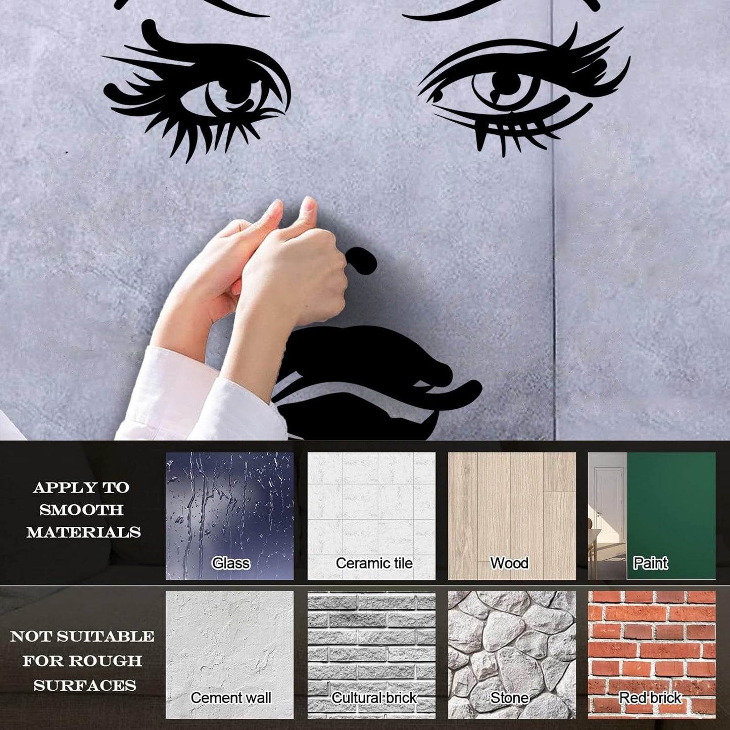 Woman Face Eyes Lips Girl Fine Carving Decals Car Body Decoration