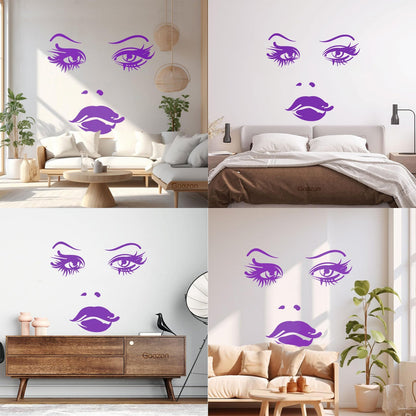 Woman Face Eyes Lips Girl Fine Carving Decals Car Body Decoration