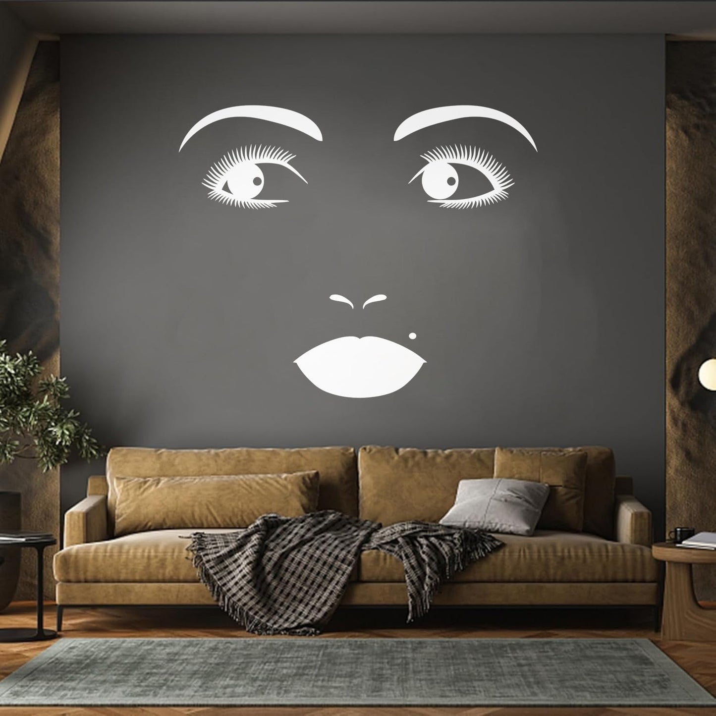 Vinyl Art Sticker Woman Face Appeal Lips Eyelashes Eyes Beauty Salon Window Decals