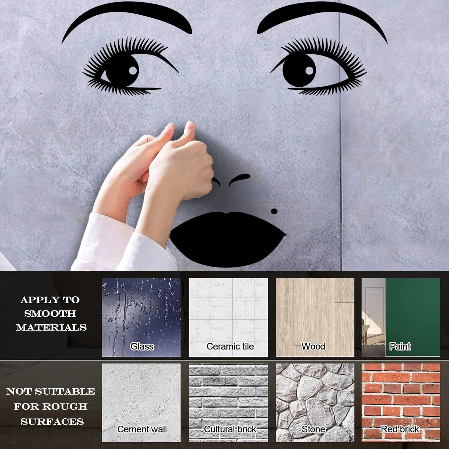 Vinyl Art Sticker Woman Face Appeal Lips Eyelashes Eyes Beauty Salon Window Decals