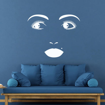 Vinyl Art Sticker Woman Face Appeal Lips Eyelashes Eyes Beauty Salon Window Decals