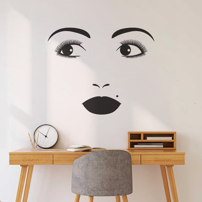 Vinyl Art Sticker Woman Face Appeal Lips Eyelashes Eyes Beauty Salon Window Decals