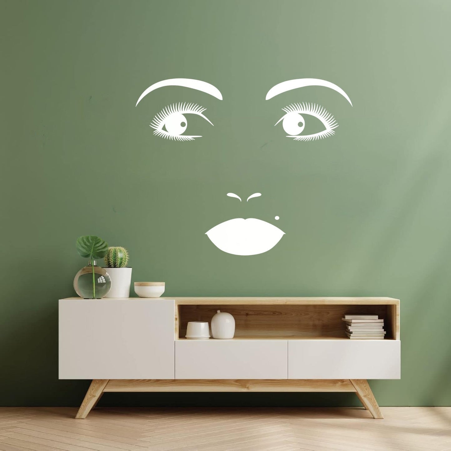 Vinyl Art Sticker Woman Face Appeal Lips Eyelashes Eyes Beauty Salon Window Decals