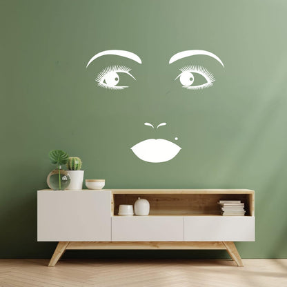 Vinyl Art Sticker Woman Face Appeal Lips Eyelashes Eyes Beauty Salon Window Decals
