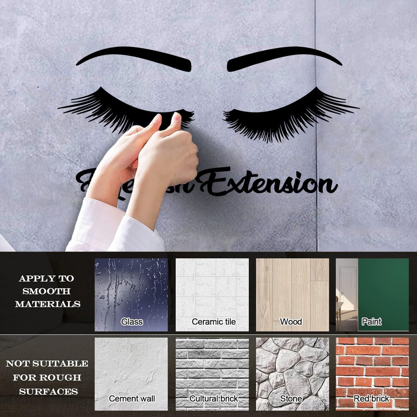 Engraving Stickers Women Beautiful Eyes Eyelashes Beauty Salon Glass Stickers