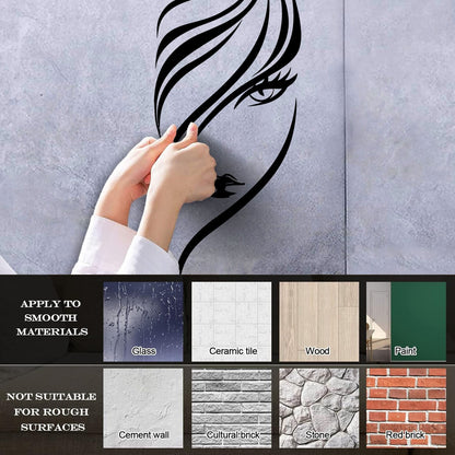 Lettering Stickers Appeal Girl With Cute Eyes And Hair Removable Without Leaving Glue