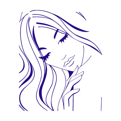 Hot Appeal Girl Teen With Nice Hair And Eyes Engraving Decals Easy Installation