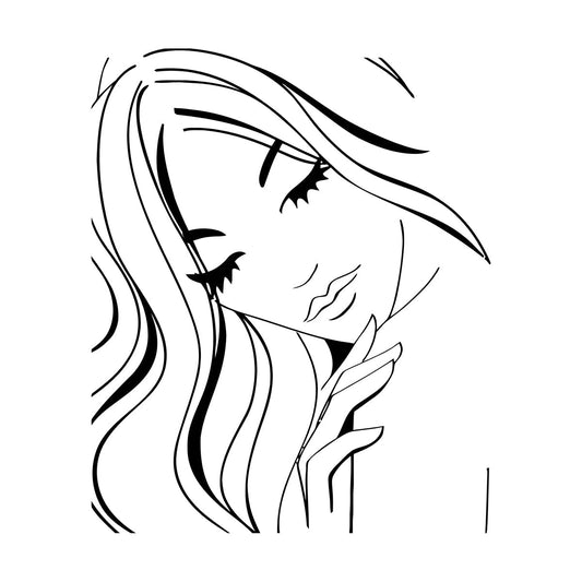 Hot Appeal Girl Teen With Nice Hair And Eyes Engraving Decals Easy Installation