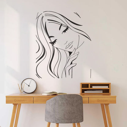 Hot Appeal Girl Teen With Nice Hair And Eyes Engraving Decals Easy Installation