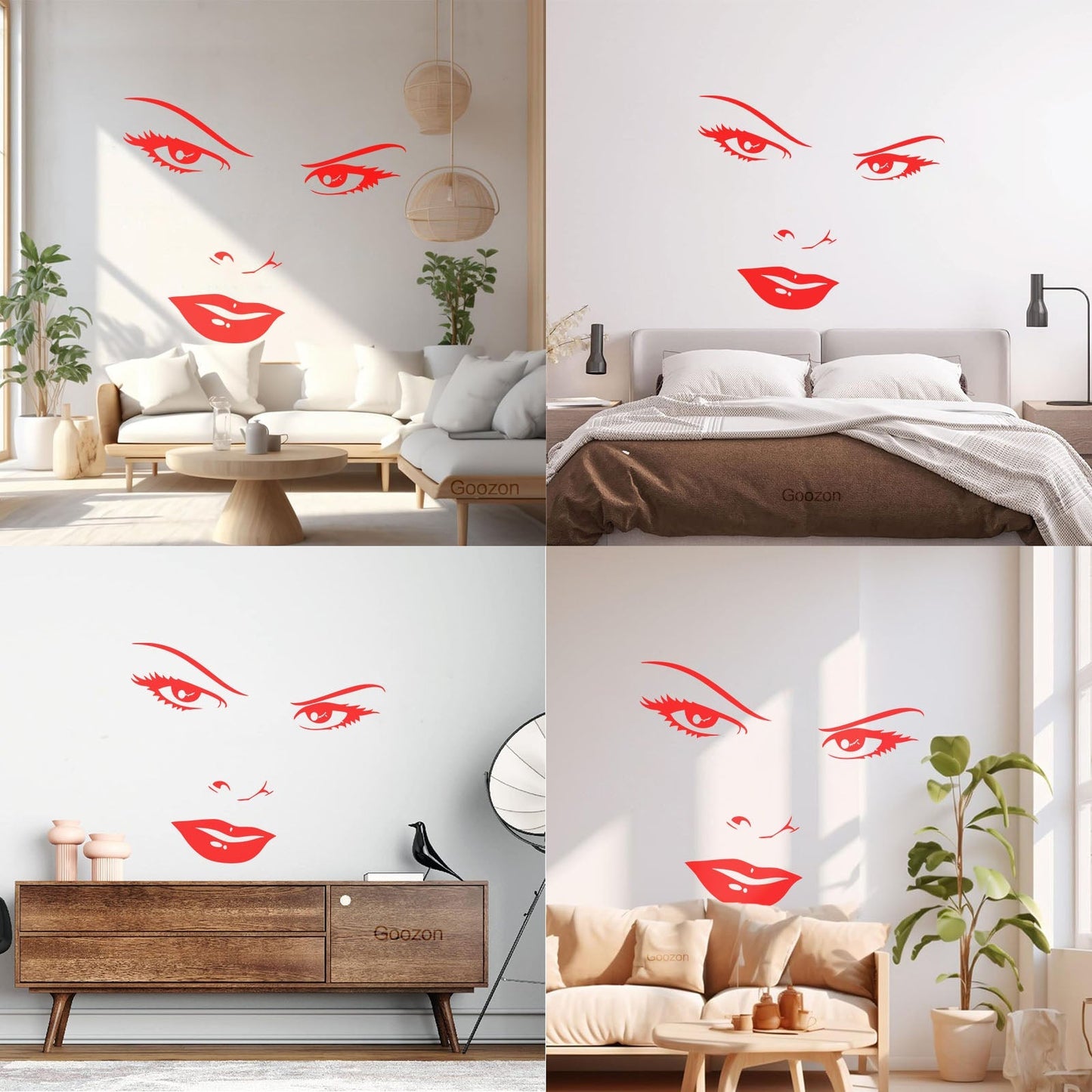 Mural And Wall Vinyl Decal Women'S Beautiful Face Eyes Lips Art Mural Painting